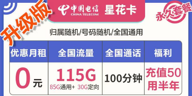 有哪些好用實惠的流量卡套餐？電信星花卡、霜花卡、海興卡|前半年0月租使用