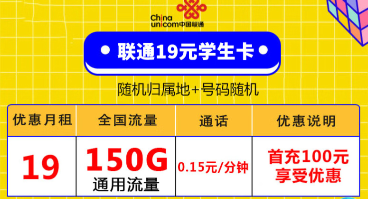 保號套餐+大流量卡組合有什么優點？聯通大流量純通用卡：聯通19元學生卡、聯通廣闊卡